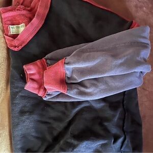 Free People Black and Red Crew Neck Sweater